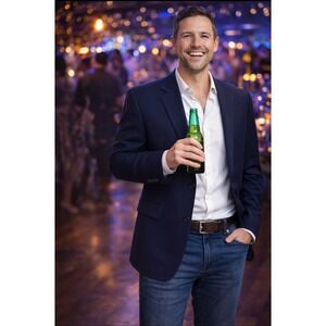 CHAPS‎ Mens Navy Pinstripe 100% Wool  Vintage Jacket/Blazer,42R Career/Night Out